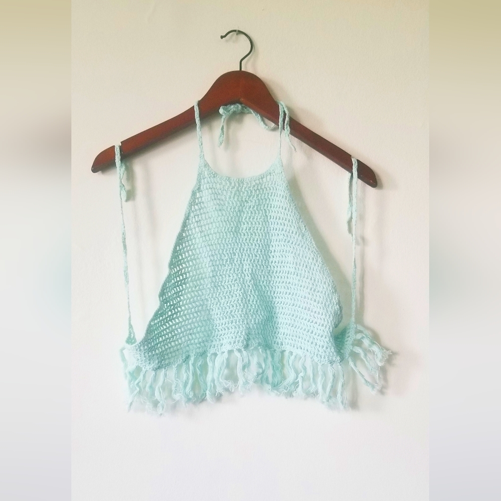 Crochet crop open back top